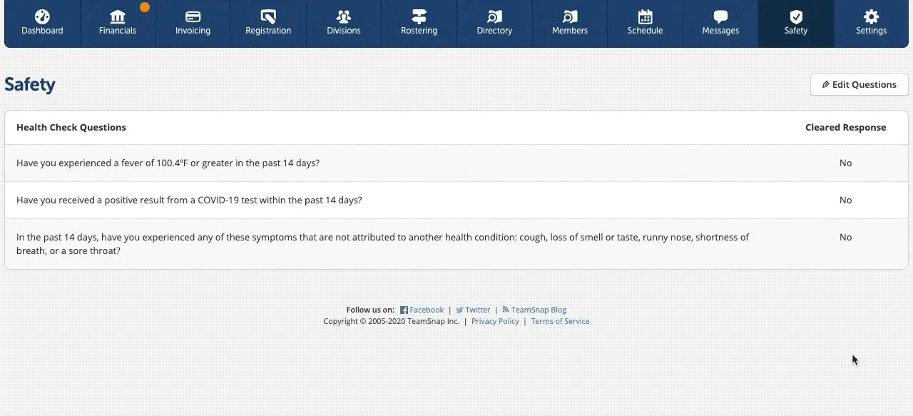 Featured image: Easily customize your Health Check questions on TeamSnap