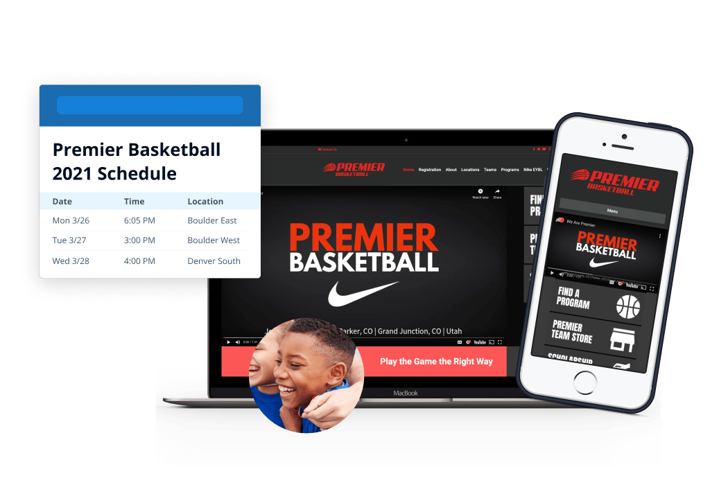 TeamSnap's #1 clubs and leagues website builder feature