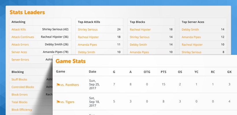 Track your statistics easily with TeamSnap