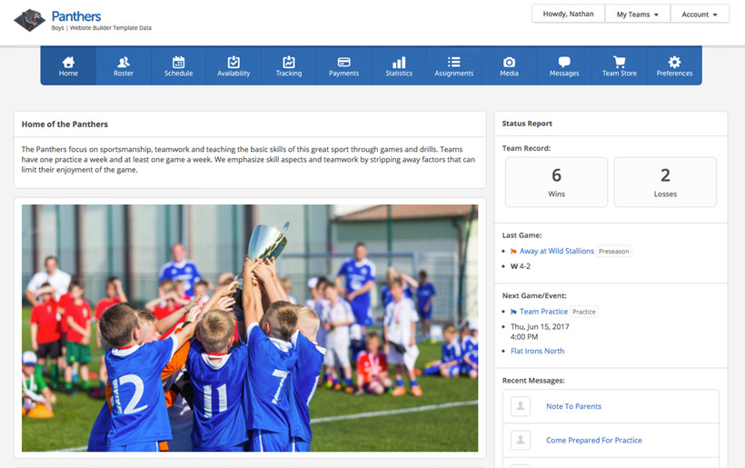 Keep your team in the loop with a custom team homepage with TeamSnap