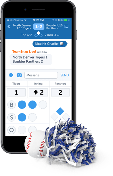 Update a live Baseball game with TeamSnap live