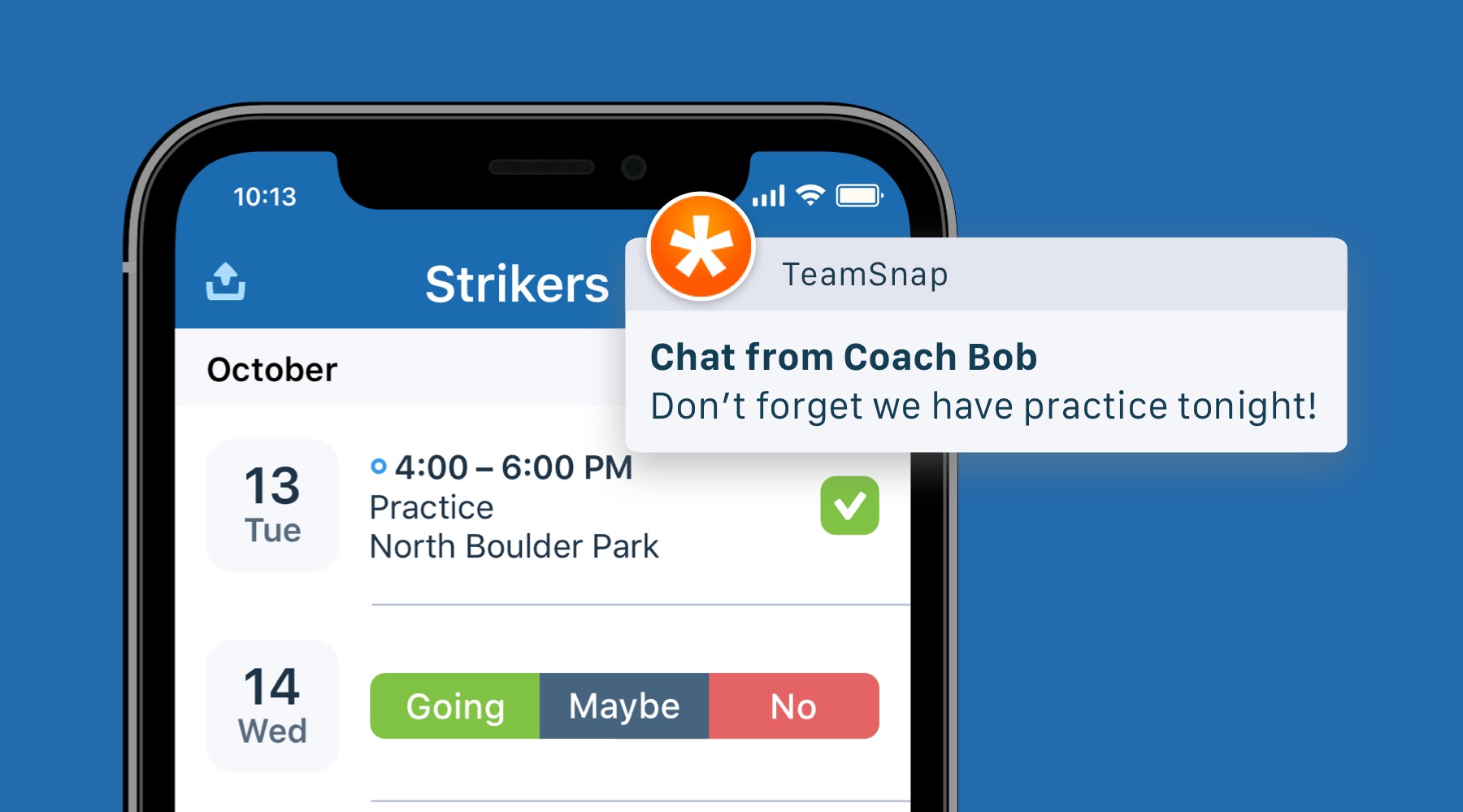 Team snap app not working Idea