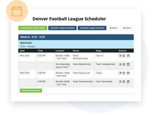 TeamSnap Club & League baseball scheduling feature