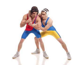 photo of two high school wrestlers