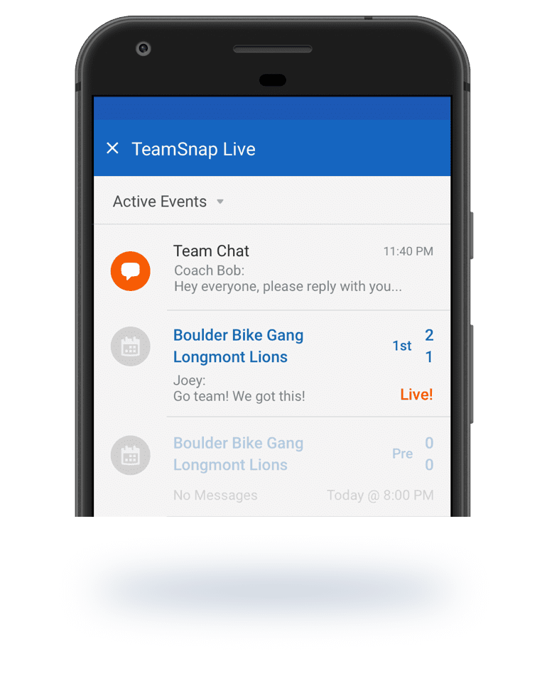 TeamSnap Live! is on Apple and Android mobile devices